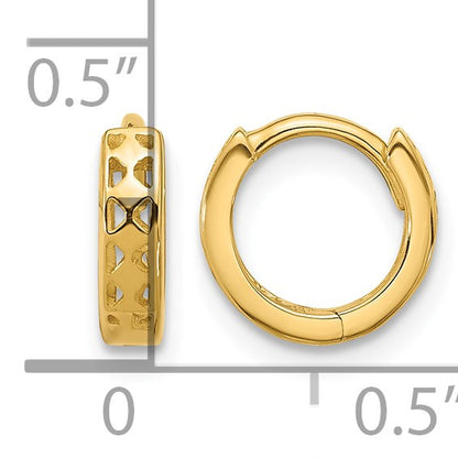 14k Cut-out Design Hinged Hoop Earrings