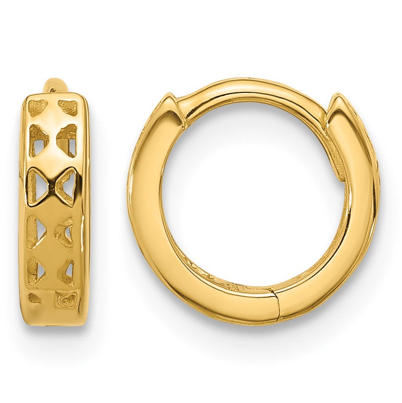 14k Cut-out Design Hinged Hoop Earrings