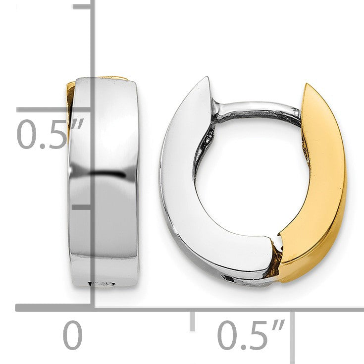 14k Two-tone Polished Hinged Hoop Earrings
