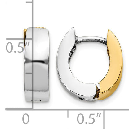 14k Two-tone Polished Hinged Hoop Earrings