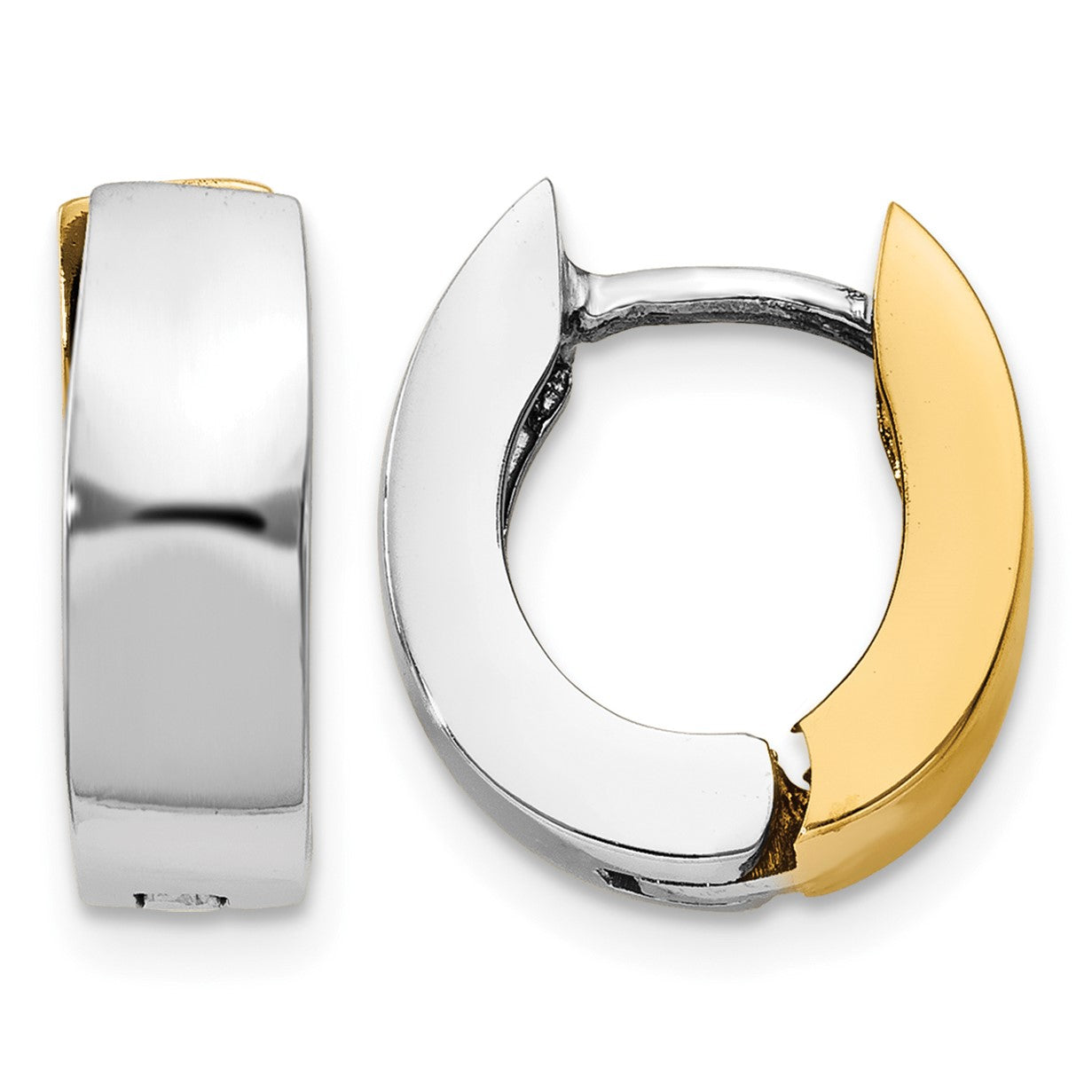 14k Two-tone Polished Hinged Hoop Earrings