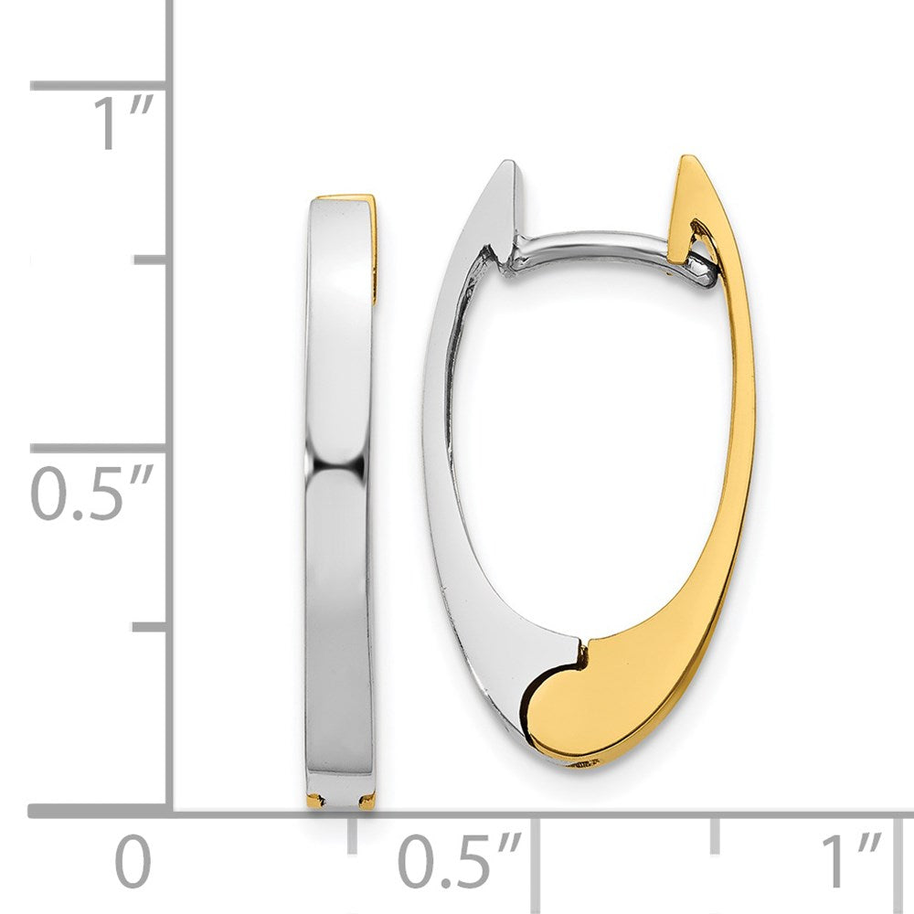 14k Two-tone V Shaped Hinged Hoop Earrings