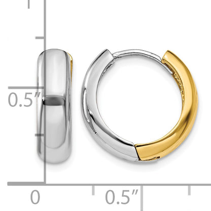 14K Two-tone Huggie Earrings