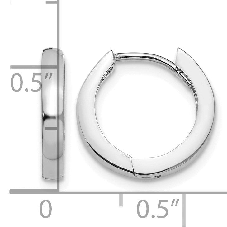14k White Gold Round Hinged Hoop Earrings