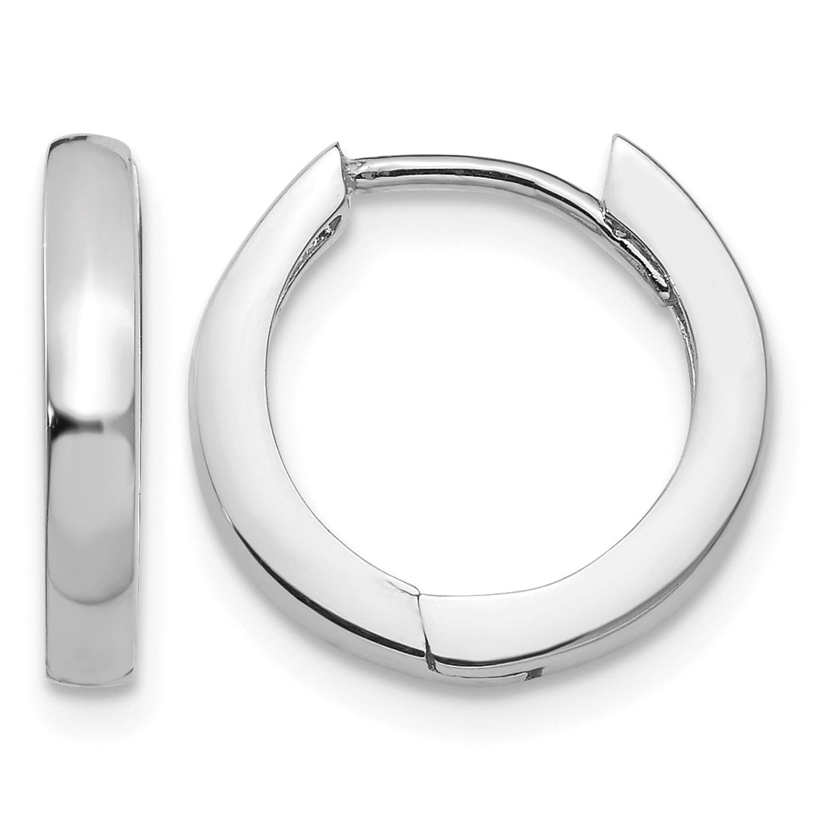14k White Gold Round Hinged Hoop Earrings