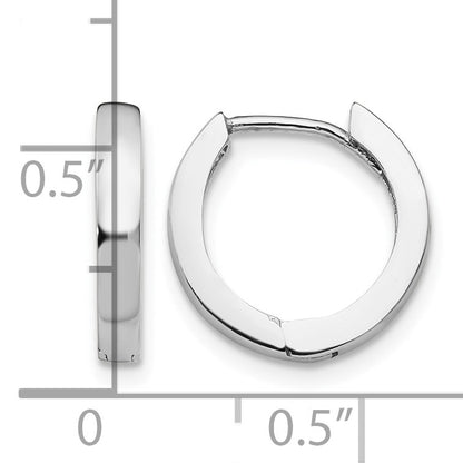 14k White Gold Round Hinged Hoop Earrings
