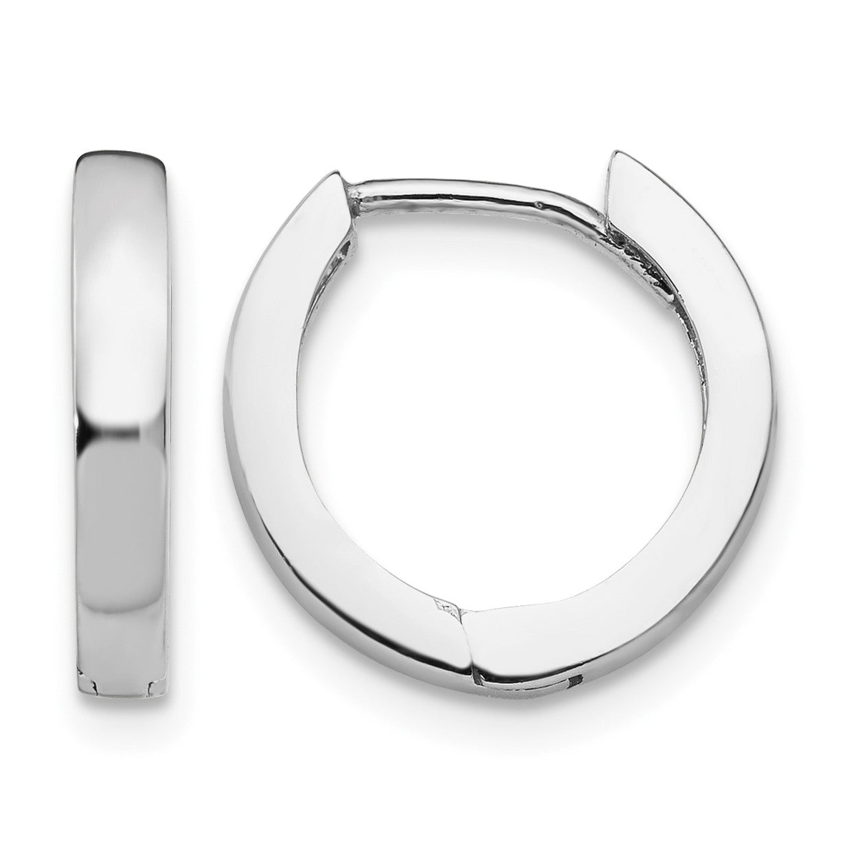 14k White Gold Round Hinged Hoop Earrings
