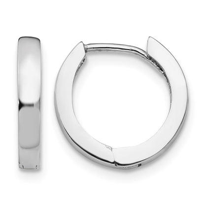 14k White Gold Round Hinged Hoop Earrings
