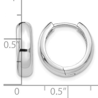 14k White Gold  Round Hinged Hoop Earrings