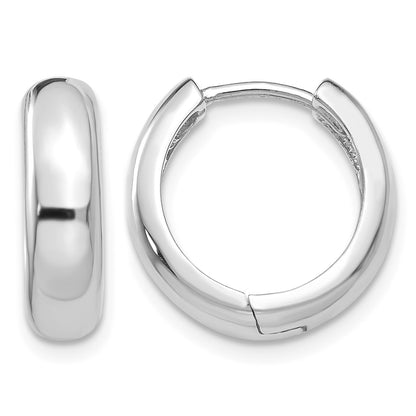 14k White Gold  Round Hinged Hoop Earrings
