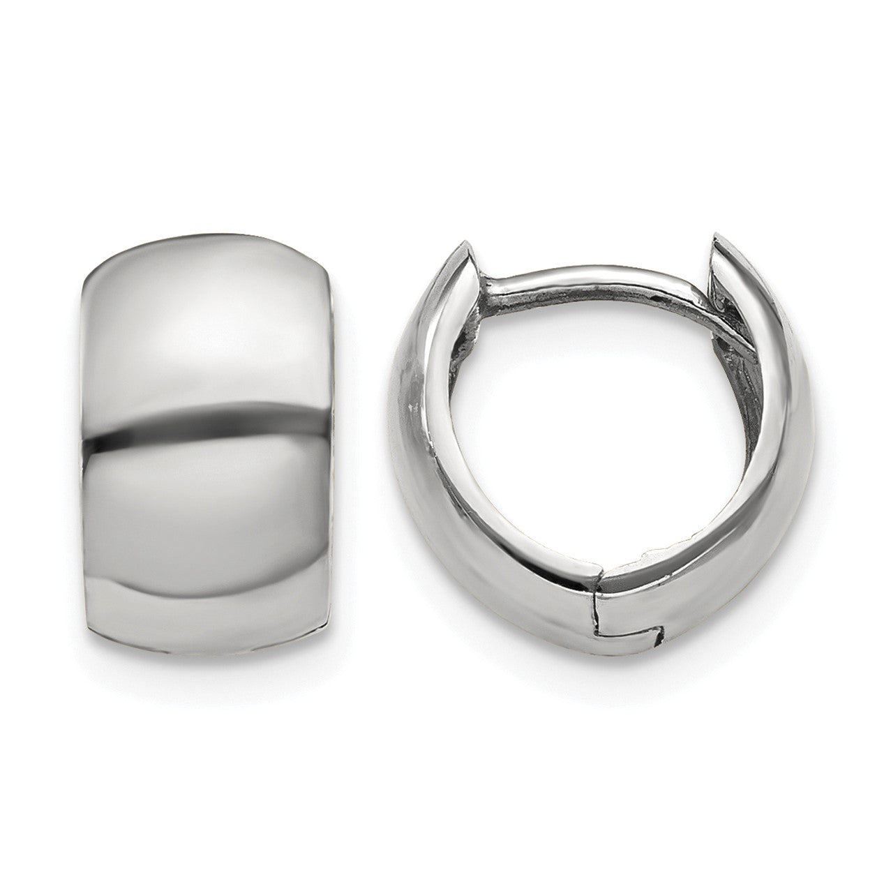 14k White Gold Round Hinged Hoop Earrings
