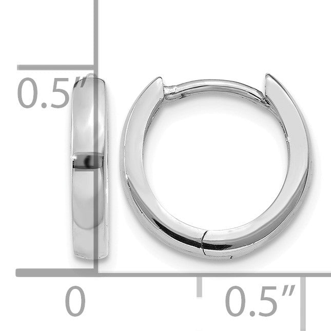 14k White Gold 1.8mm Round Hinged Hoop Earrings