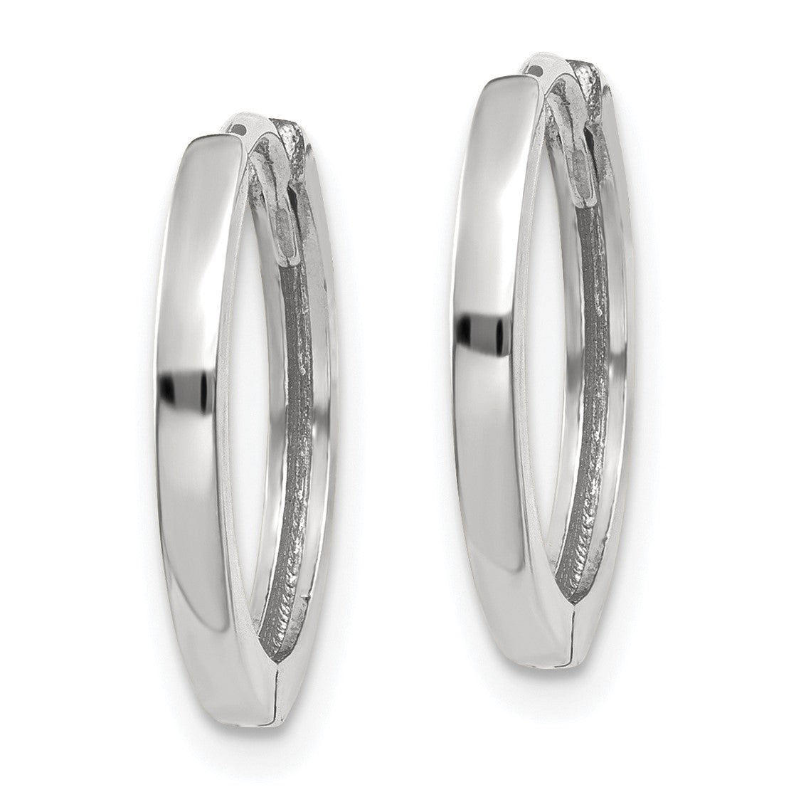 14k White Gold Round Hinged Earrings