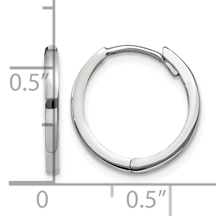 14k White Gold Round Hinged Earrings