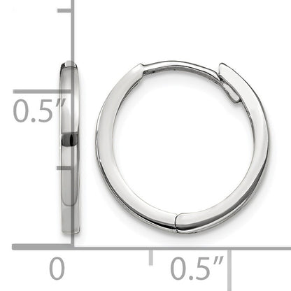 14k White Gold Round Hinged Earrings
