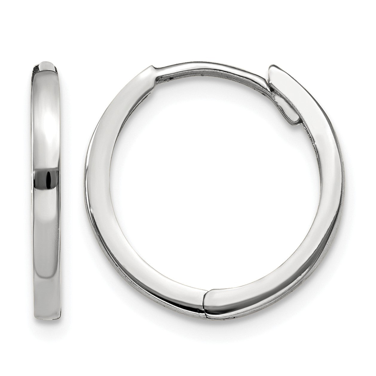 14k White Gold Round Hinged Earrings