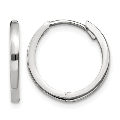 14k White Gold Round Hinged Earrings