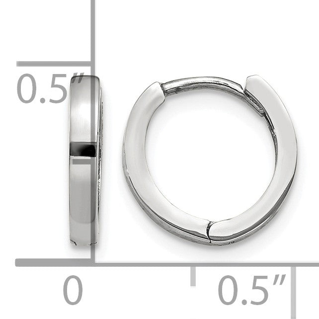 14k White Gold Round Hinged Hoop Earrings