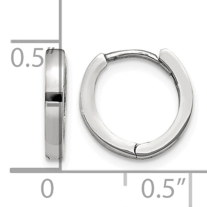 14k White Gold Round Hinged Hoop Earrings