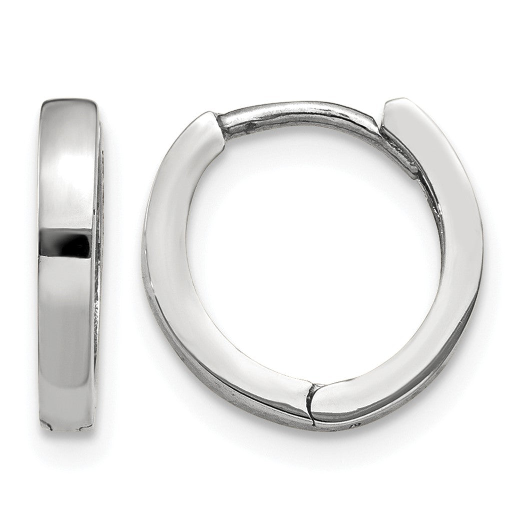 14k White Gold Round Hinged Hoop Earrings
