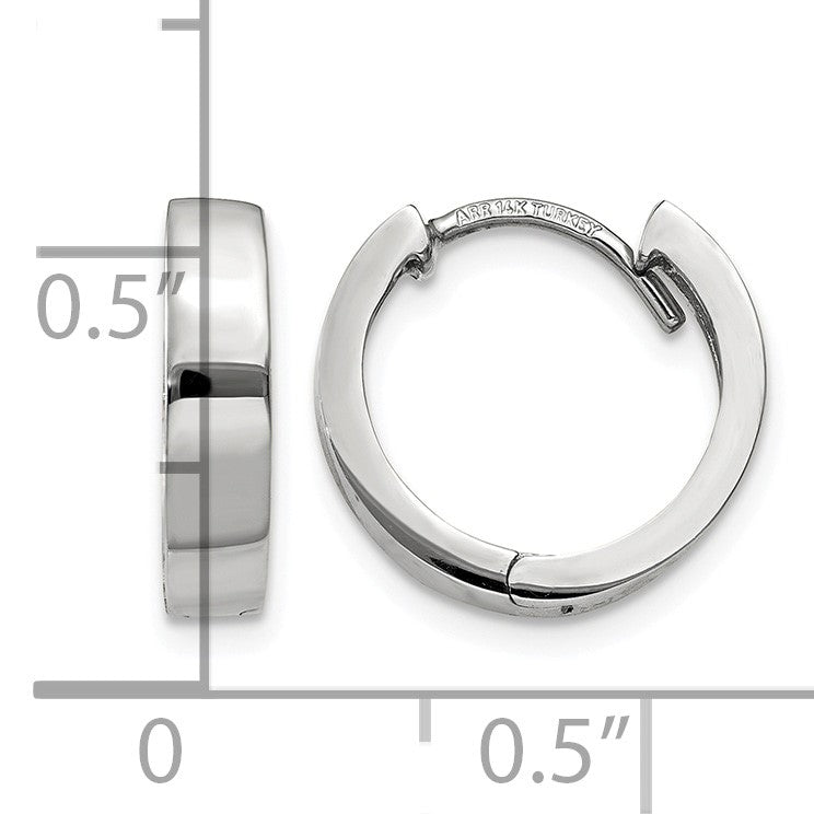14k White Gold Round Hinged Hoop Earrings