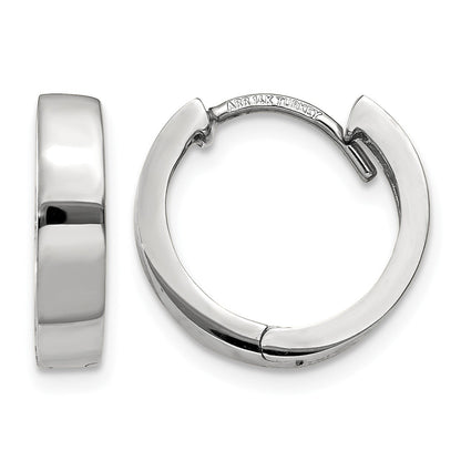 14k White Gold Round Hinged Hoop Earrings