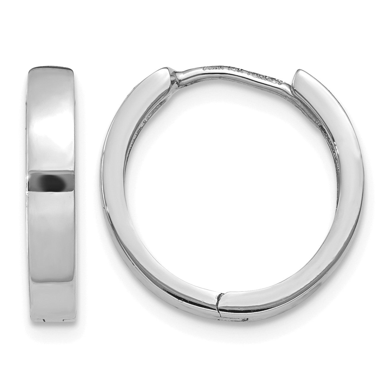14k White Gold Round Hinged Hoop Earrings