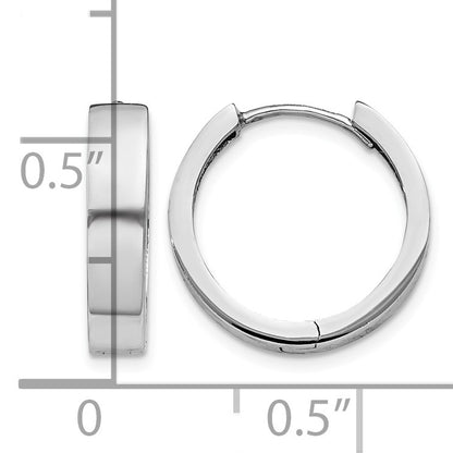14k White Gold Round Hinged Earrings