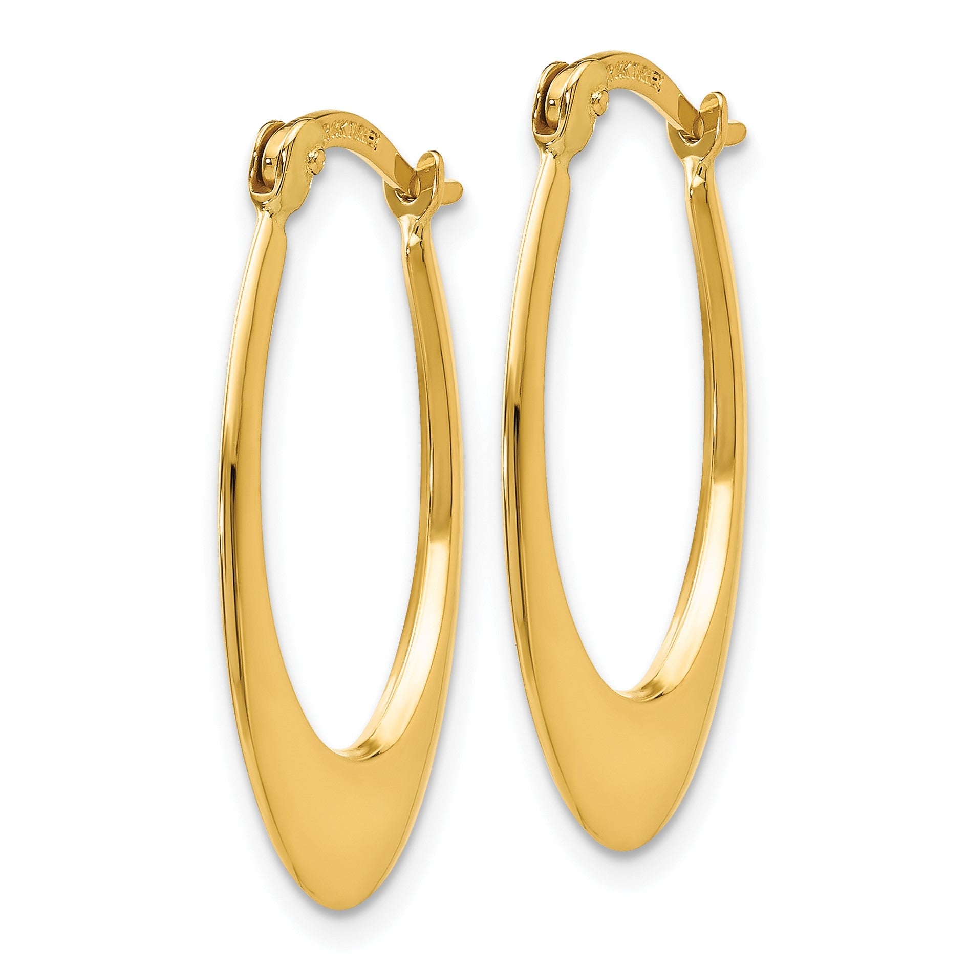 14K 1x26mm Polished Tapered Oval Hoop Earrings