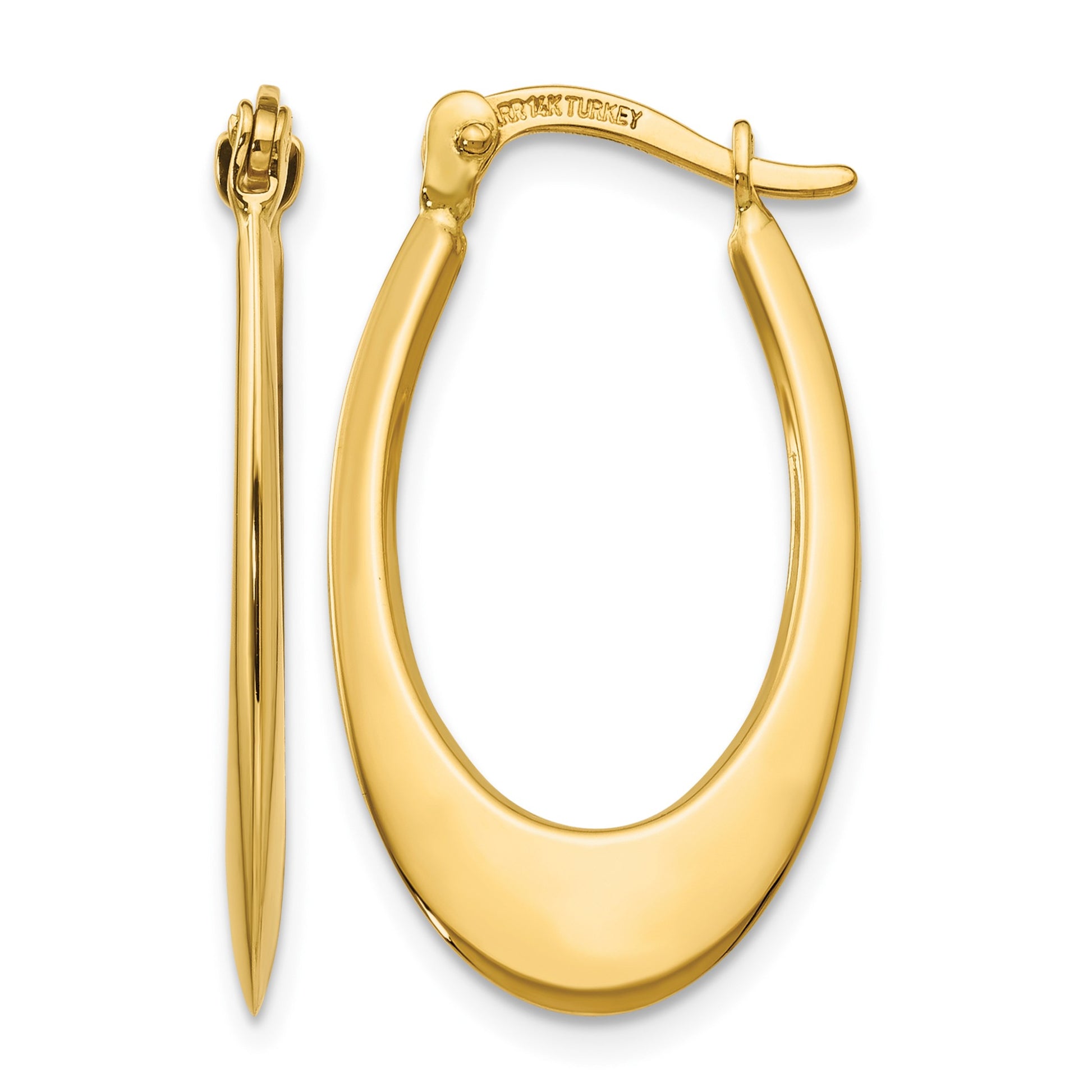 14K 1x26mm Polished Tapered Oval Hoop Earrings