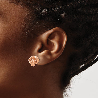 14k Rose Gold 7mm Polished Love Knot Post Earrings
