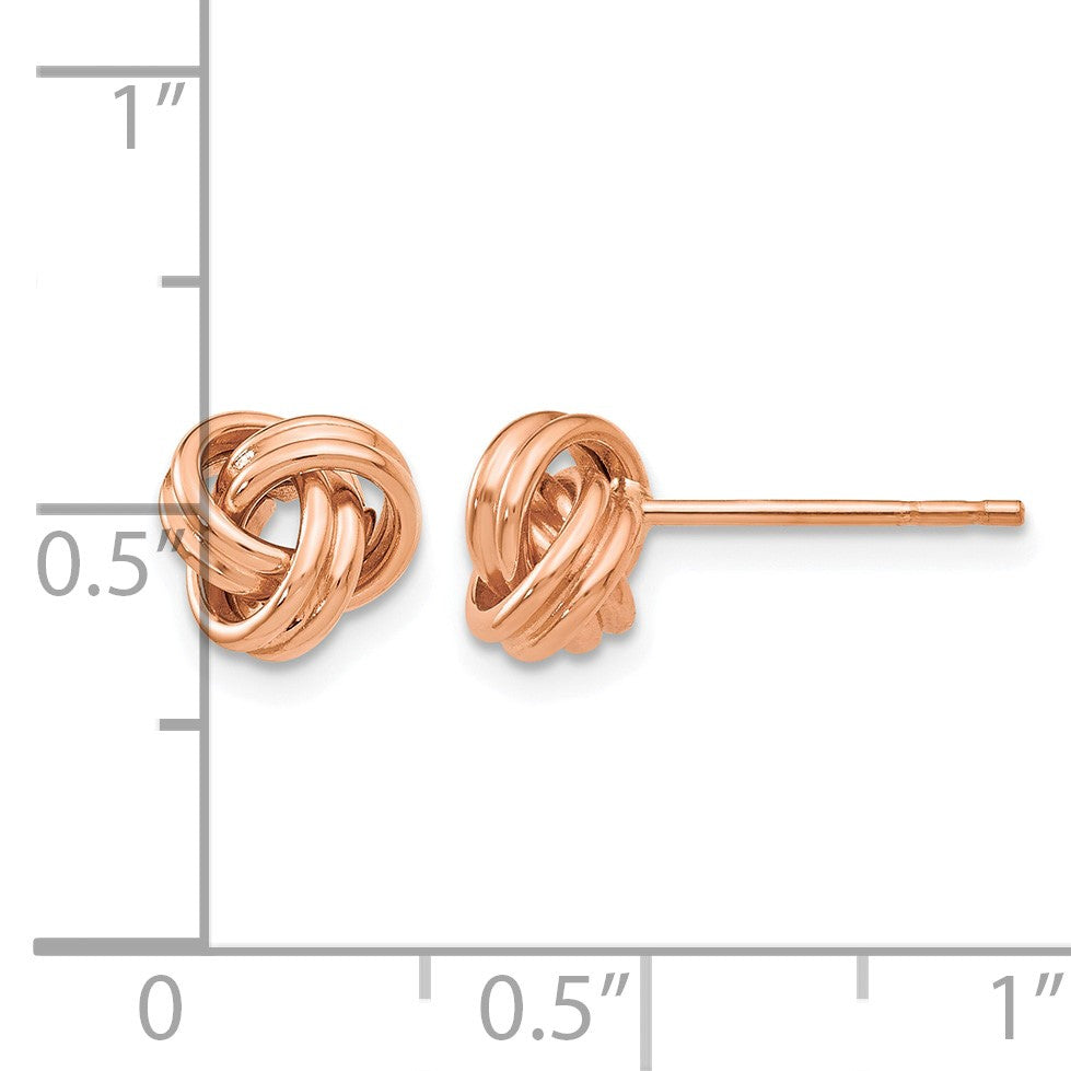 14k Rose Gold 7mm Polished Love Knot Post Earrings