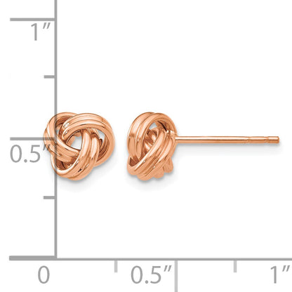 14k Rose Gold 7mm Polished Love Knot Post Earrings
