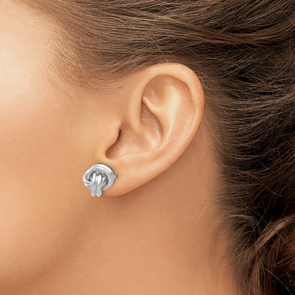 14k White Gold 7mm Polished Love Knot Post Earrings
