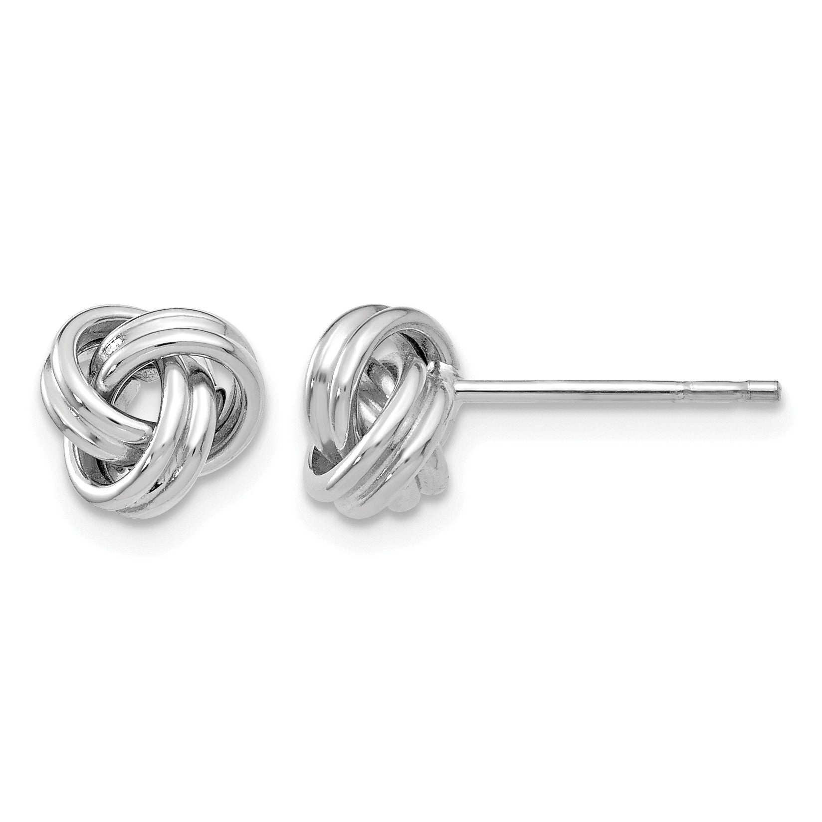 14k White Gold 7mm Polished Love Knot Post Earrings