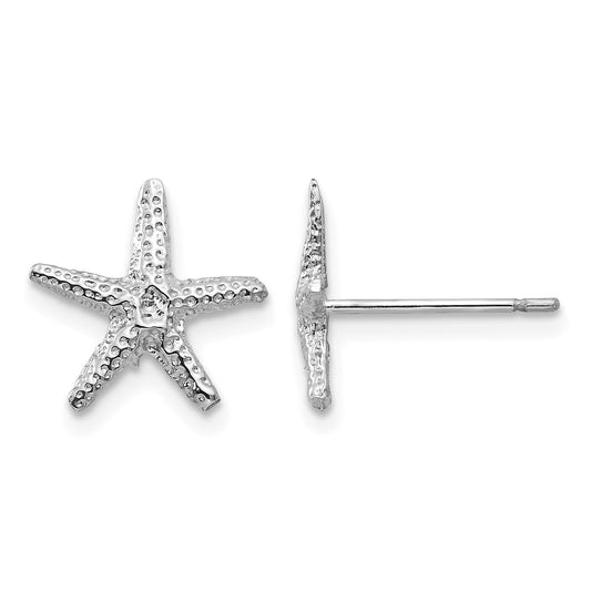 14k White Gold Starfish Post Earrings