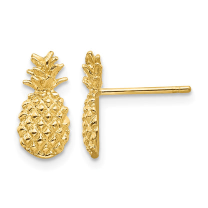 14K Polished and Textured Pineapple Post Earrings