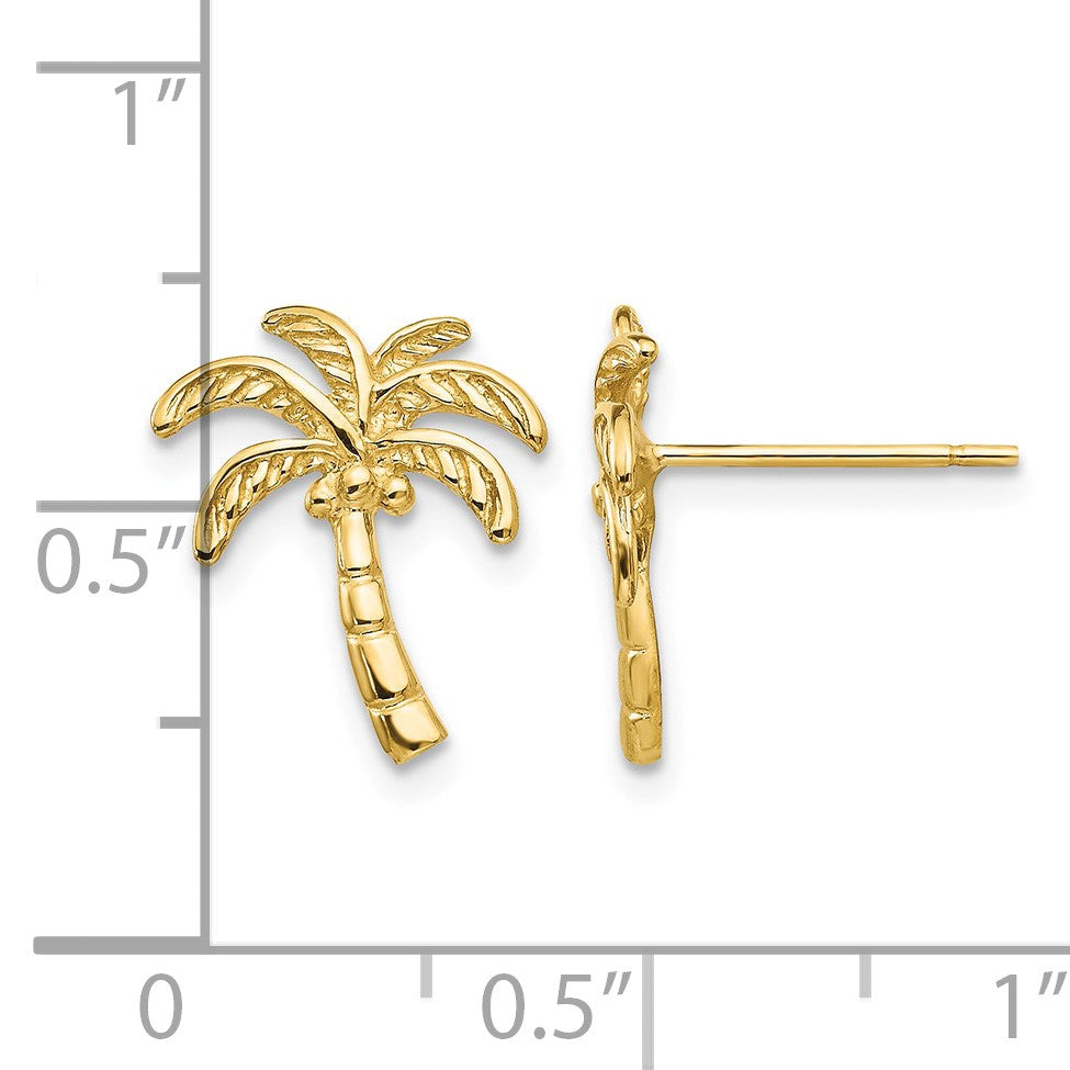14k Polished Palm Tree Post Earrings