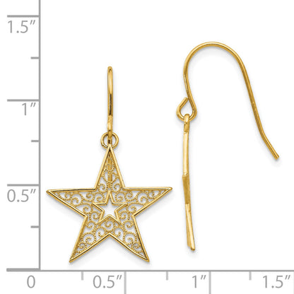 14k Filigree Star French Hook Earrings