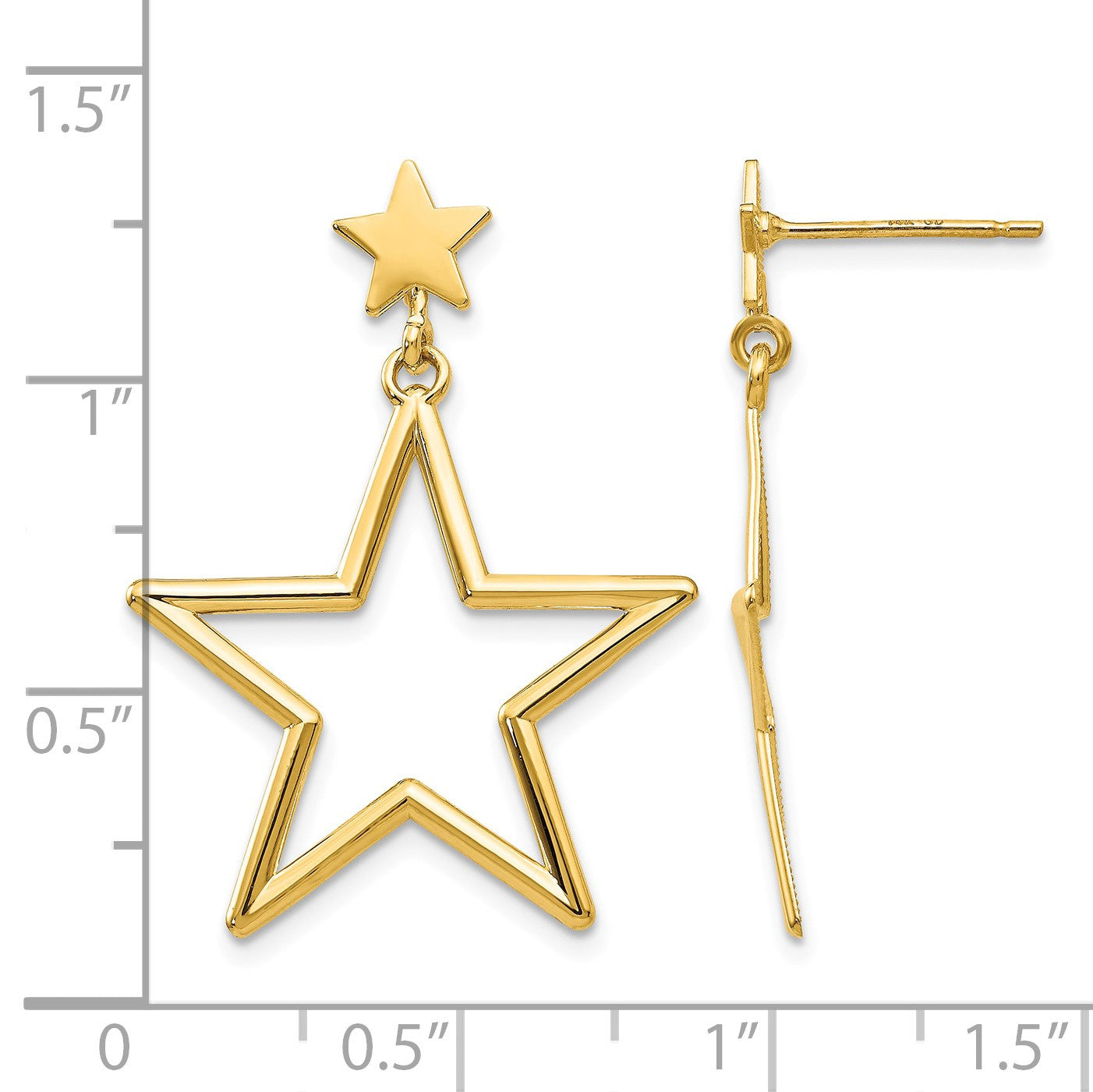 14k Open Star Dangle Post Earrings