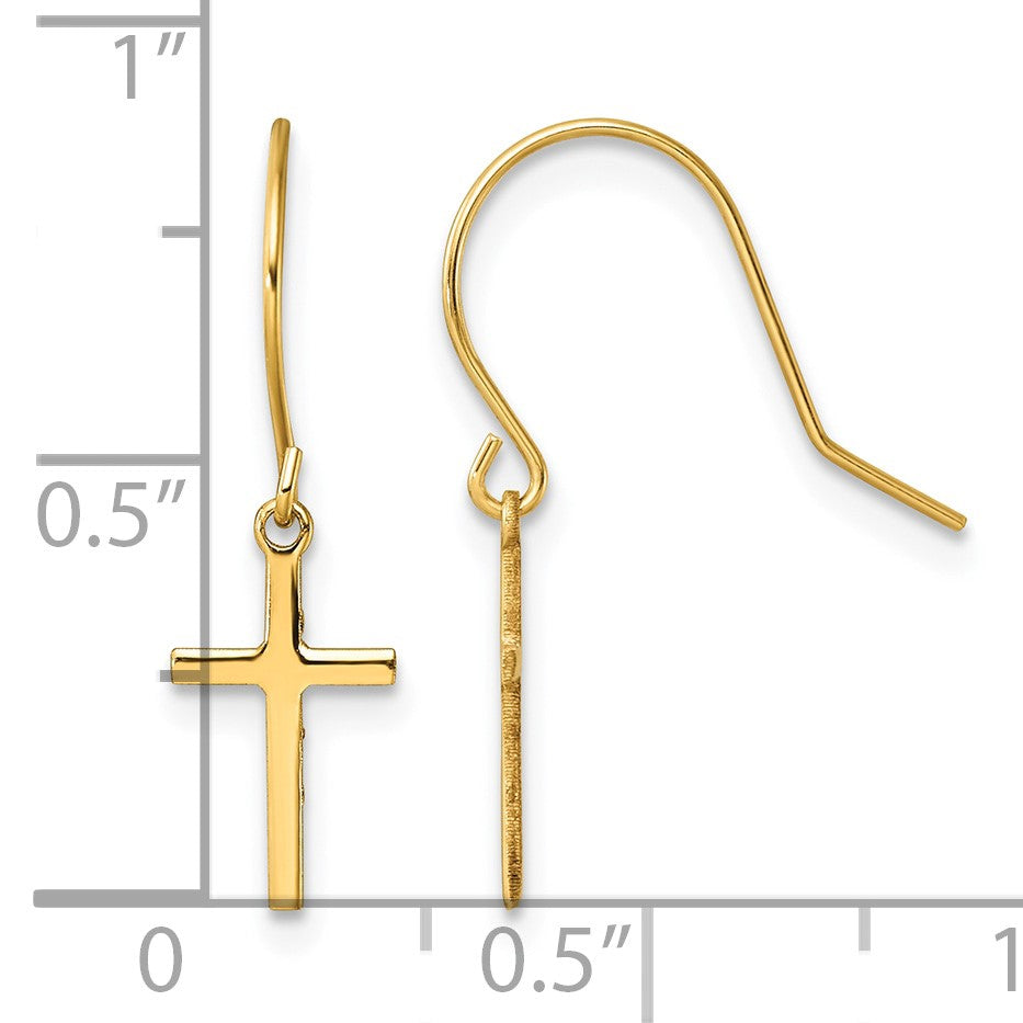 14k Cross Dangle French Hook Earrings