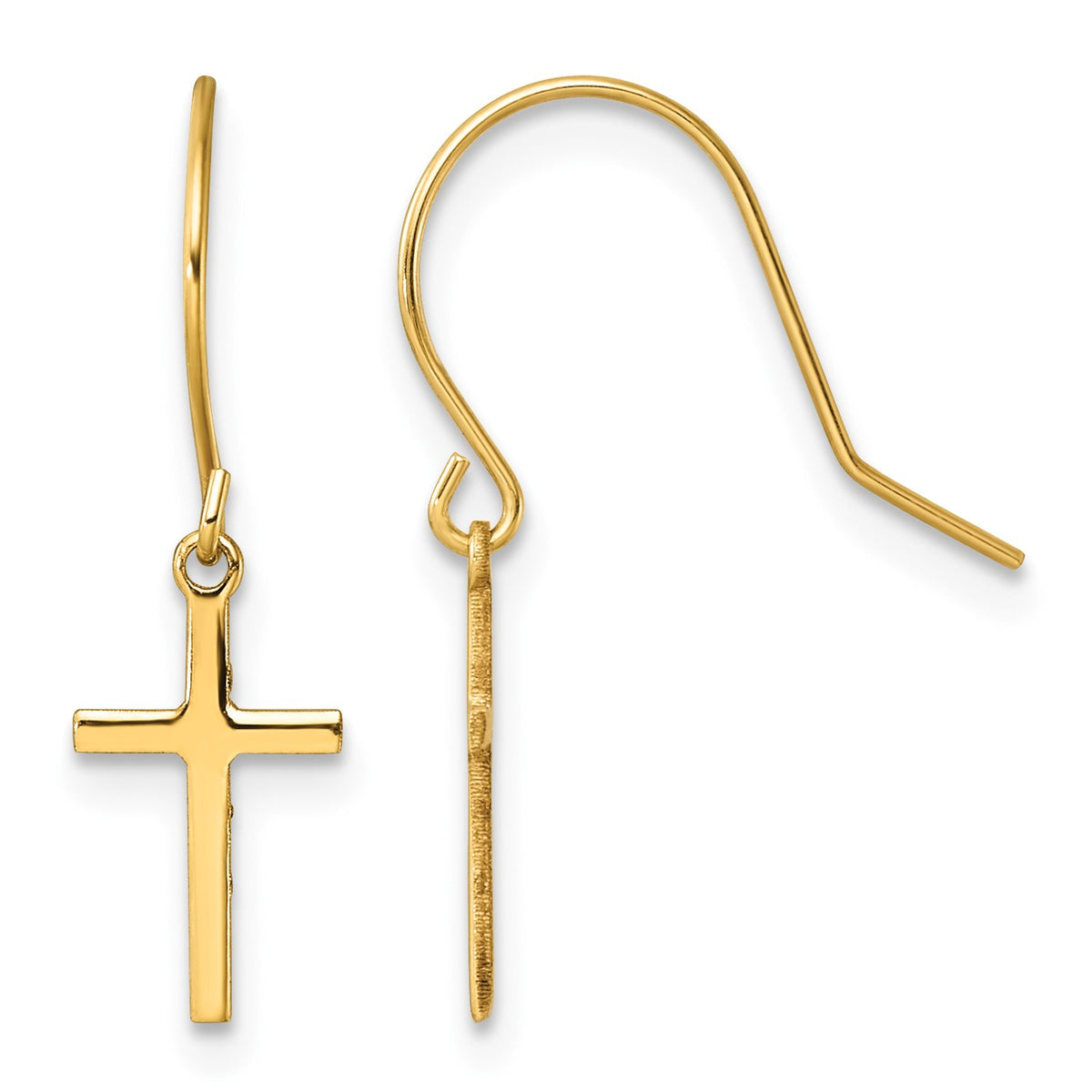 14k Cross Dangle French Hook Earrings