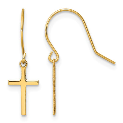14k Cross Dangle French Hook Earrings