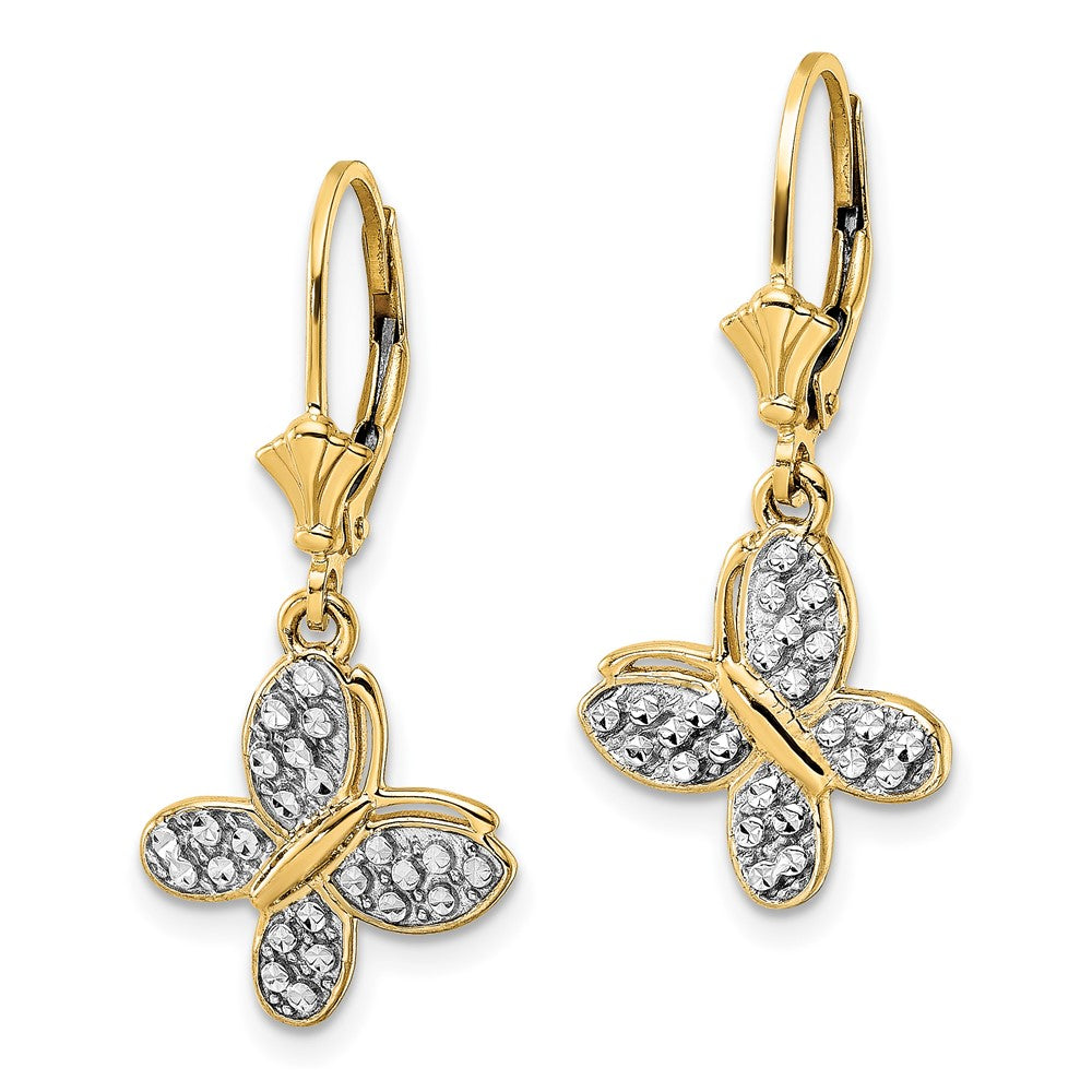 14k & White Rhodium D/C Fancy Butterfly Earrings