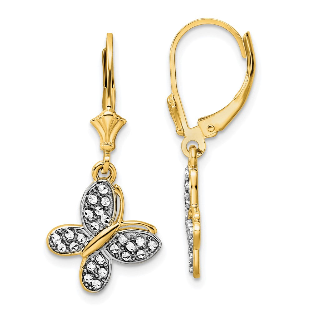 14k & White Rhodium D/C Fancy Butterfly Earrings