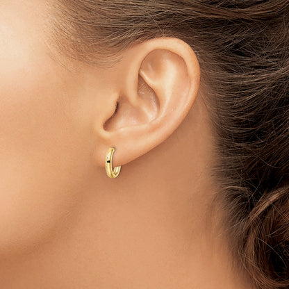 14k Polished Textured 3x15mm Hinged Hoop Earrings