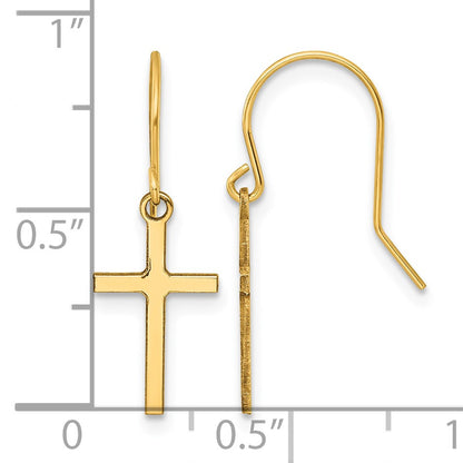 14k Cross Dangle French Hook Earrings