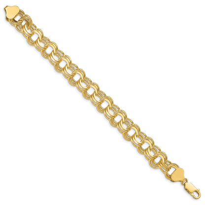 14k 11mm Solid Triple Link 7 inch Charm Bracelet
