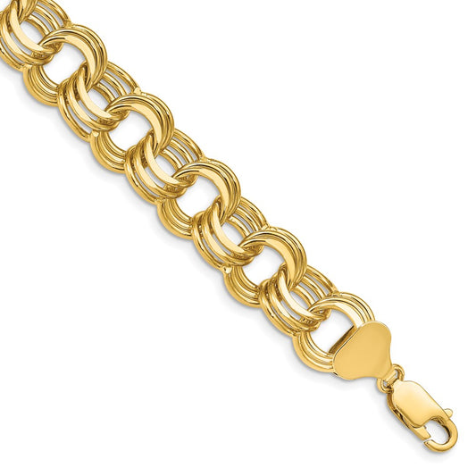 14k Triple Link Charm Bracelet