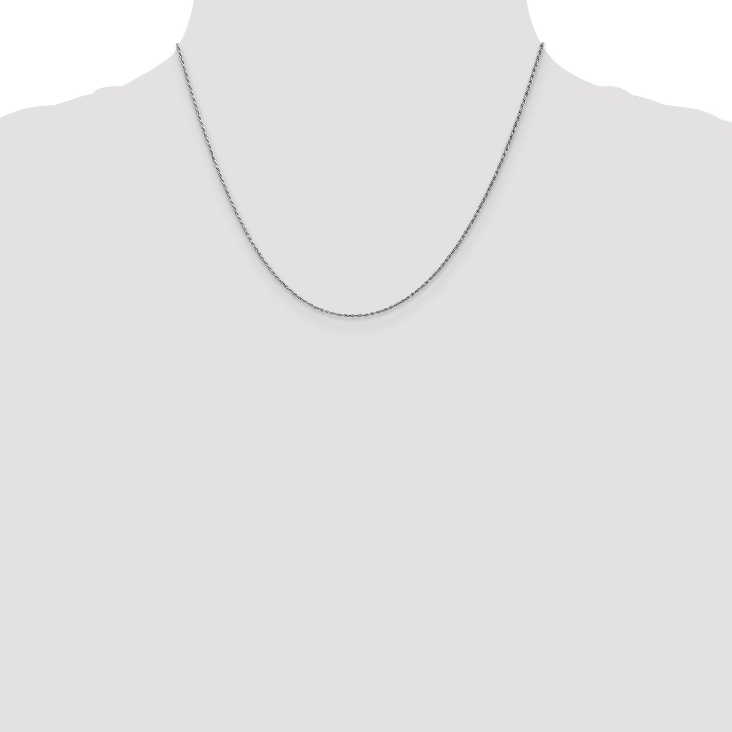 14K White Gold 18 inch 1.15mm Diamond-cut Machine Made Rope with Lobster Clasp Chain Chain